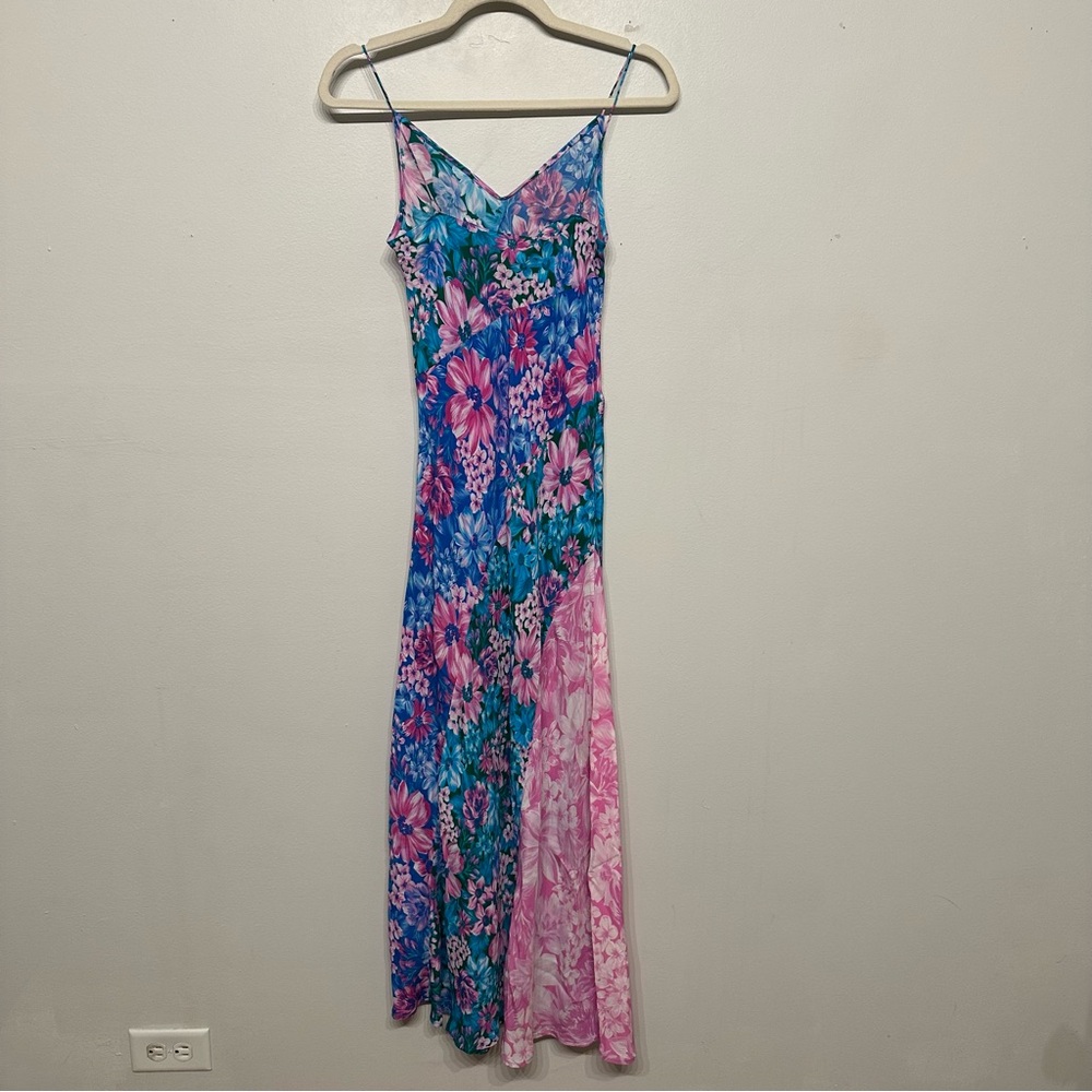 Kachel Anthropologie Vivian Floral Silk Slip Bias Maxi Dress 4 - Picture 4 of 9